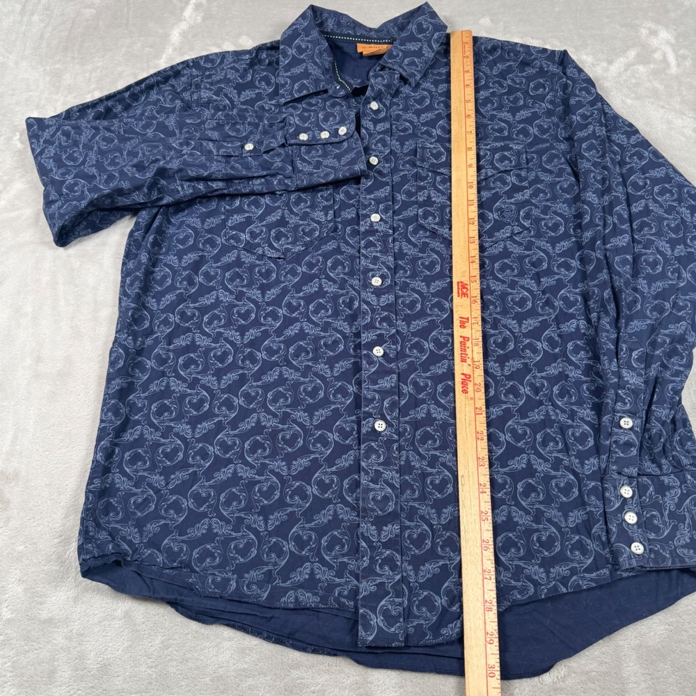 Ariat Button Down Shirt Mens Large Navy Blue Scroll Paisley Western Long Sleeve - Picture 3 of 7
